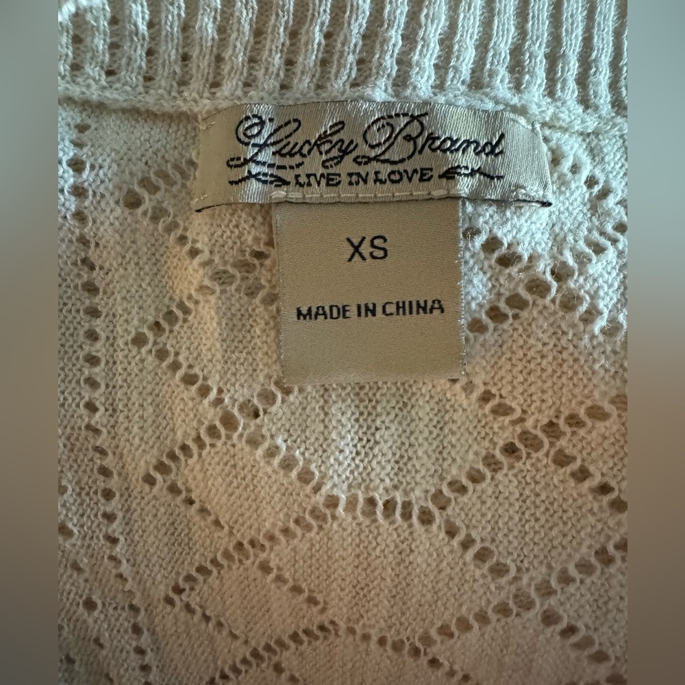 Lucky Brand XS knitted off white top - Picture 6 of 6